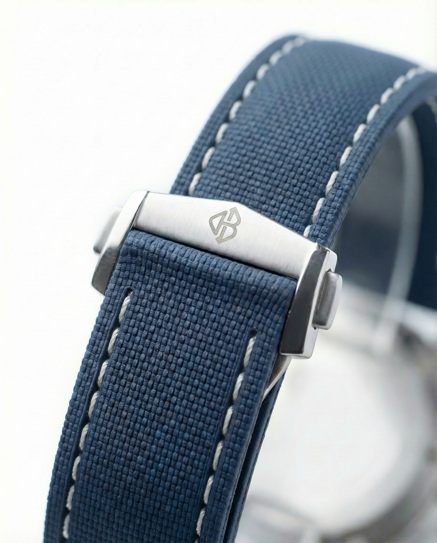 FKM Uhrenband 20mm Blau Weiße Naht – Horace & Bay