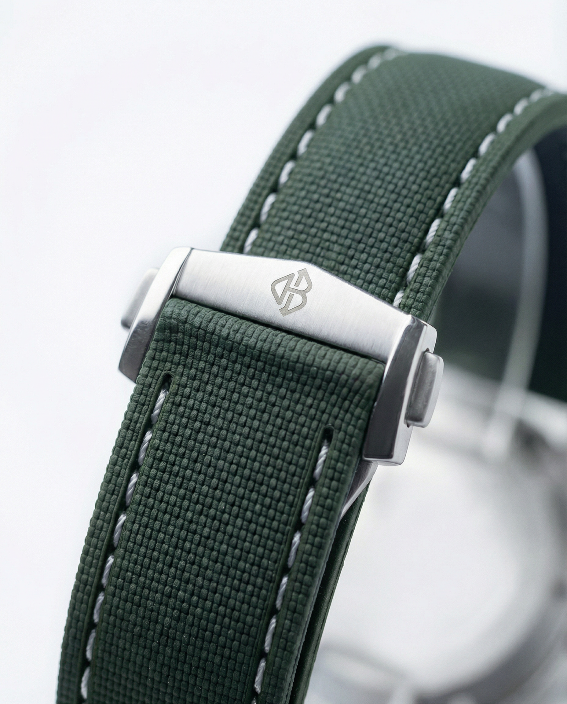 FKM Uhrenband 20mm Grün Weiße Naht – Horace & Bay