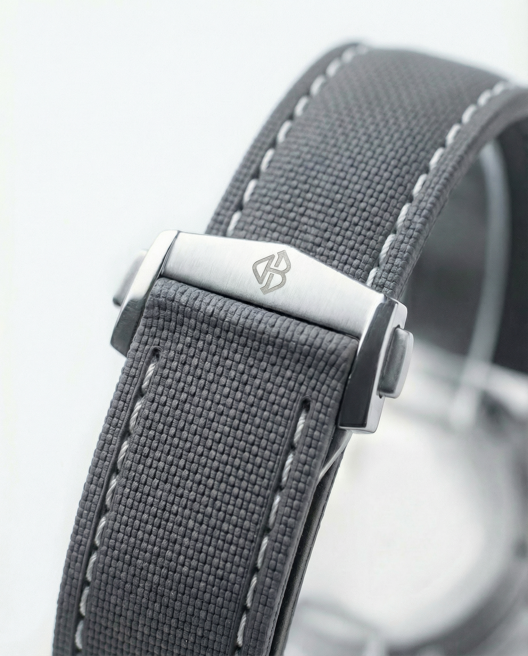 FKM Uhrenband 20mm Grau Weiße Naht – Horace & Bay